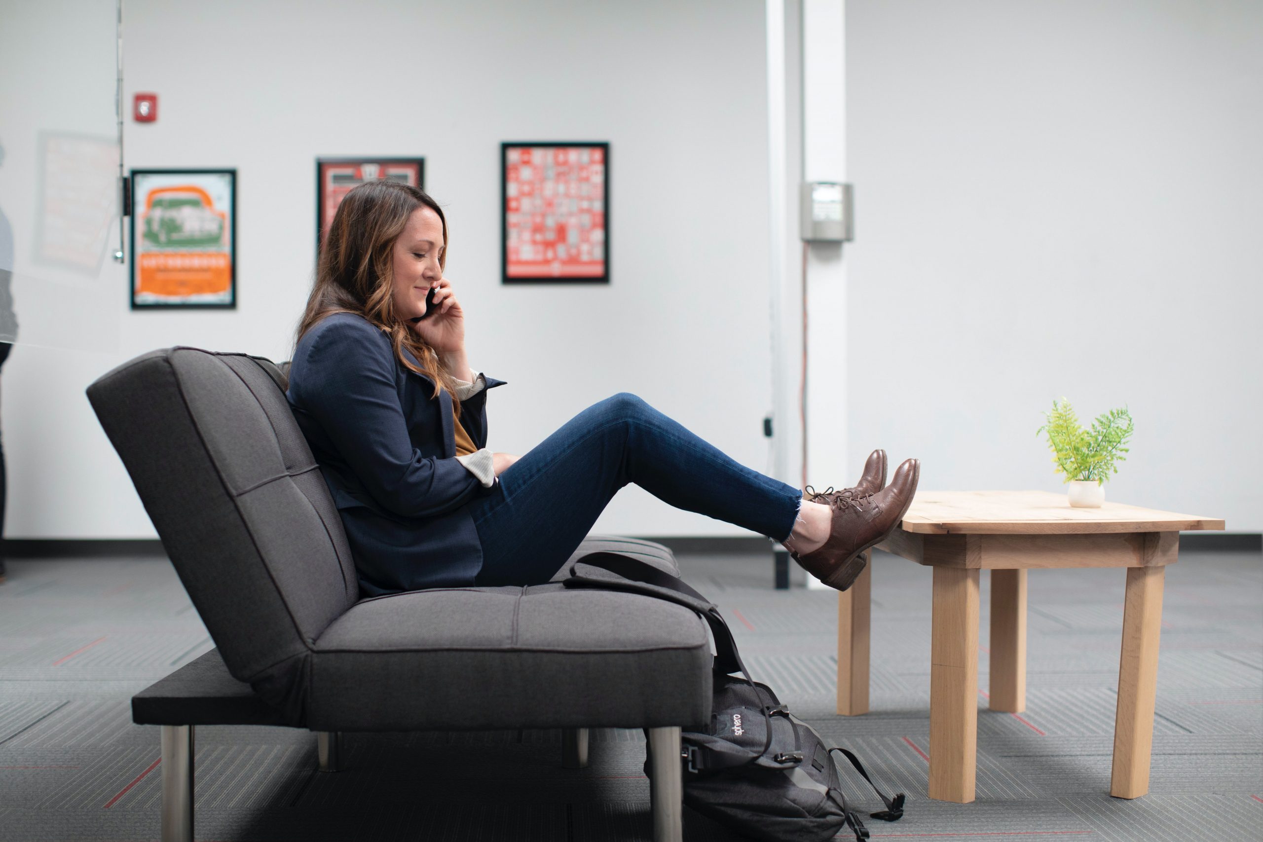 Woman talking on the phone for testimonials