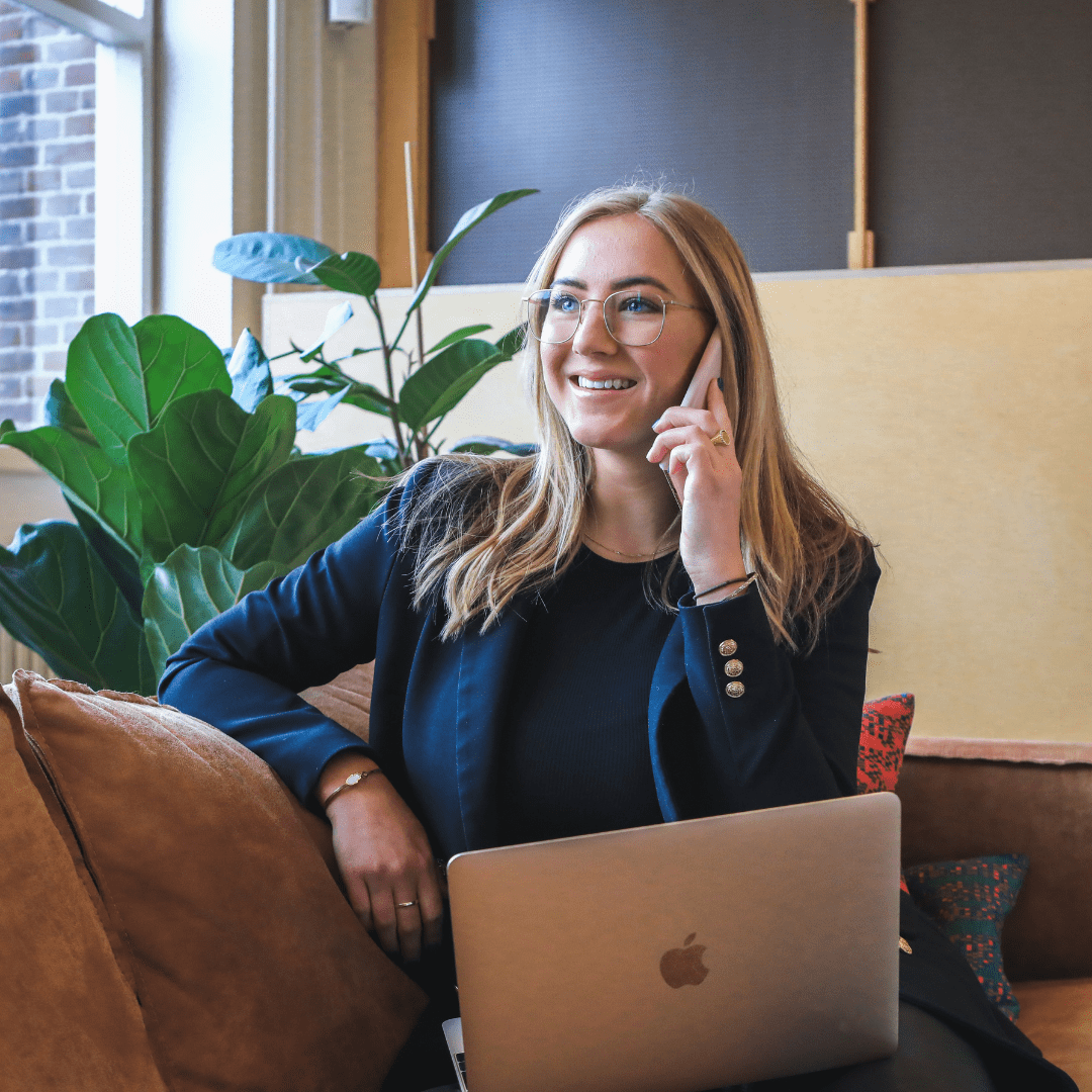 woman on the phone with a Call Answering Service